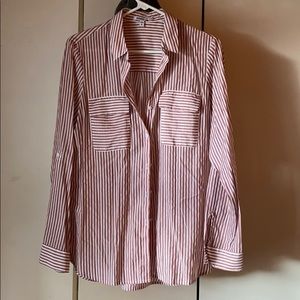 Dusty pink and white striped long sleeve